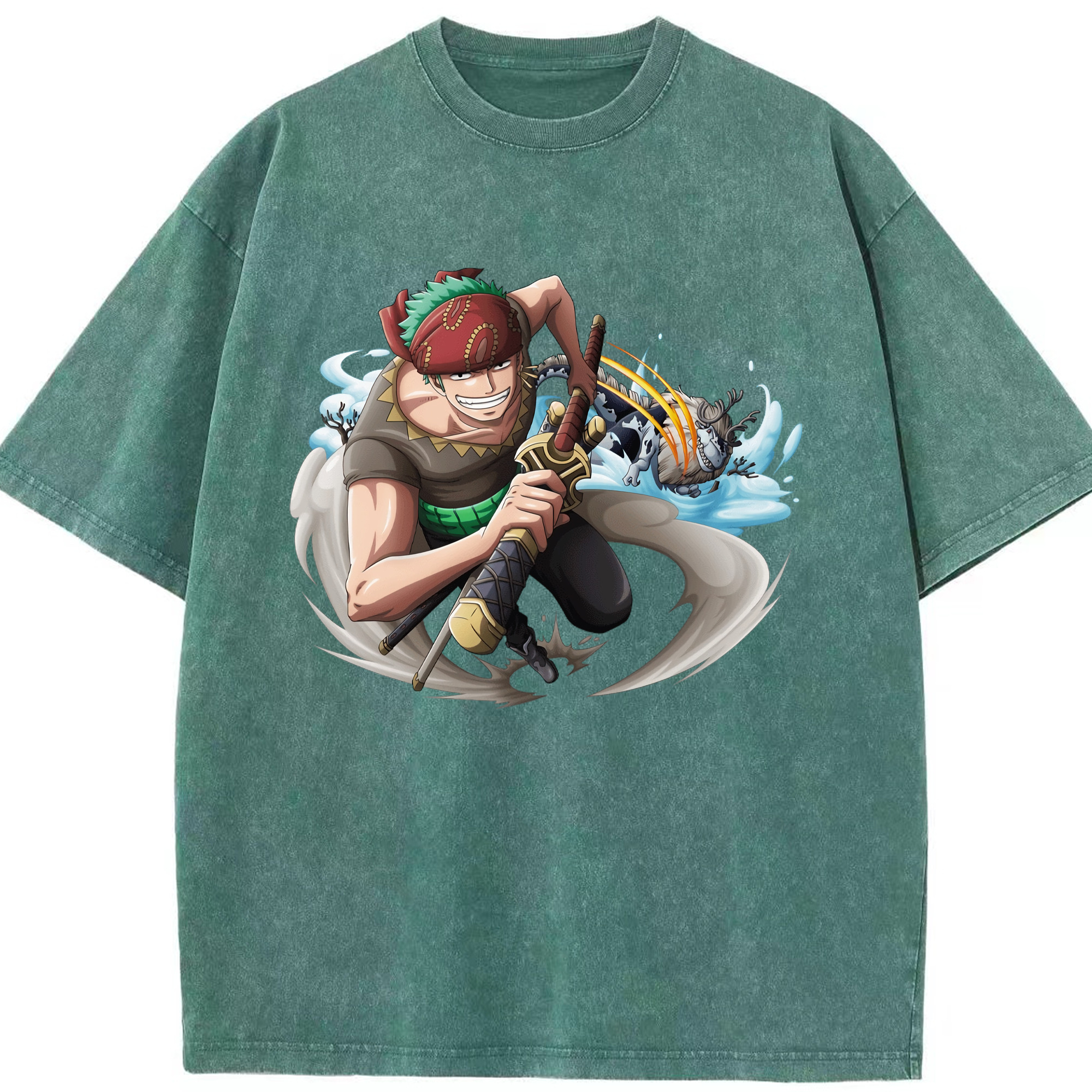 ワンピース ロロノア・ゾロ ONE PIECE Roronoa Zoro 綿100% ヴィンテージ風 半袖Tシャツ（フロントプリント）
